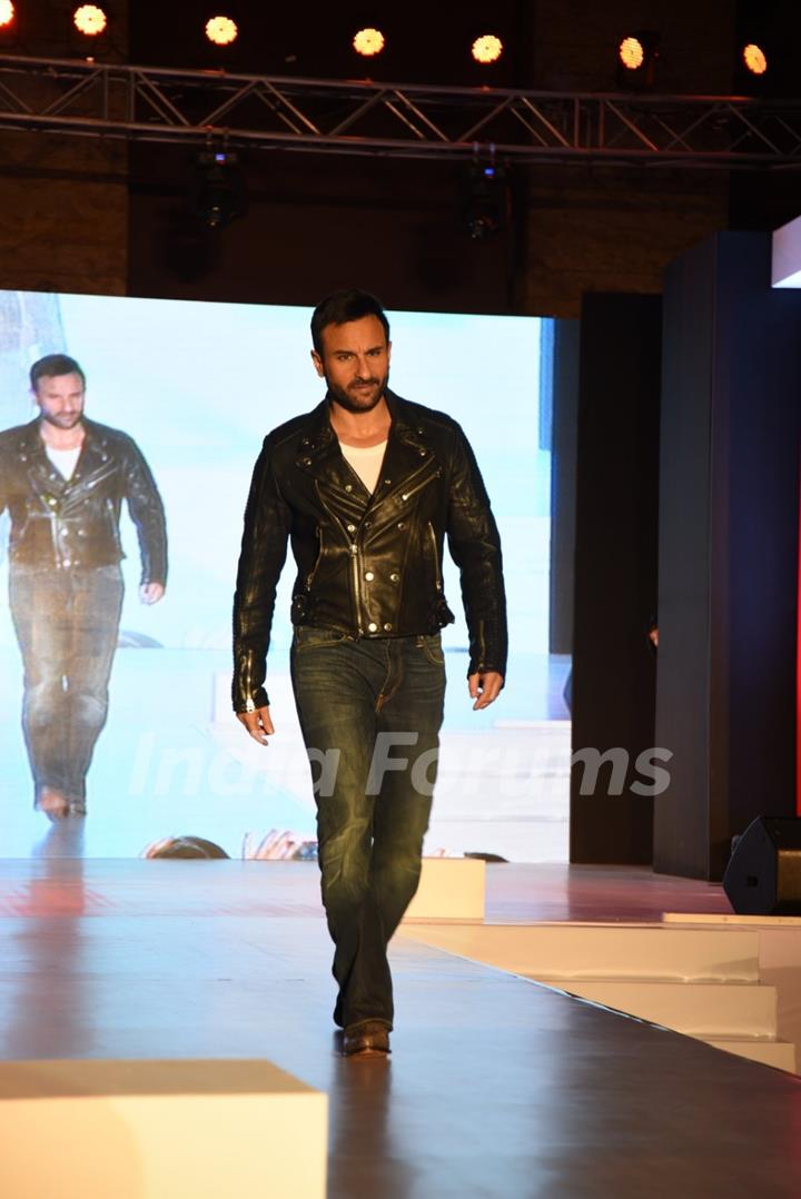 Saif Ali Khan walks the ramp at Spunk Footwear Show