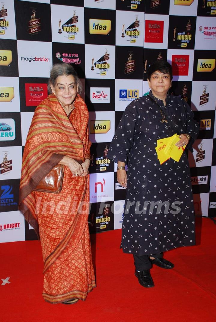 Lalita Lajmi and Kalpana Lajmi pose for the media at Radio Mirchi Awards