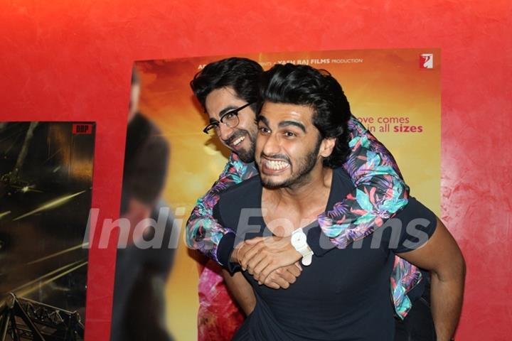 Ayushmann Khurrana and Arjun Kapoor at the Special Screening of Dum Laga Ke Haisha