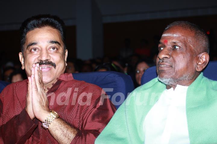 Kamal Haasan and Ilaiyaraja at the Birthday Anniversary Celebration of Mandolin Shrinivas