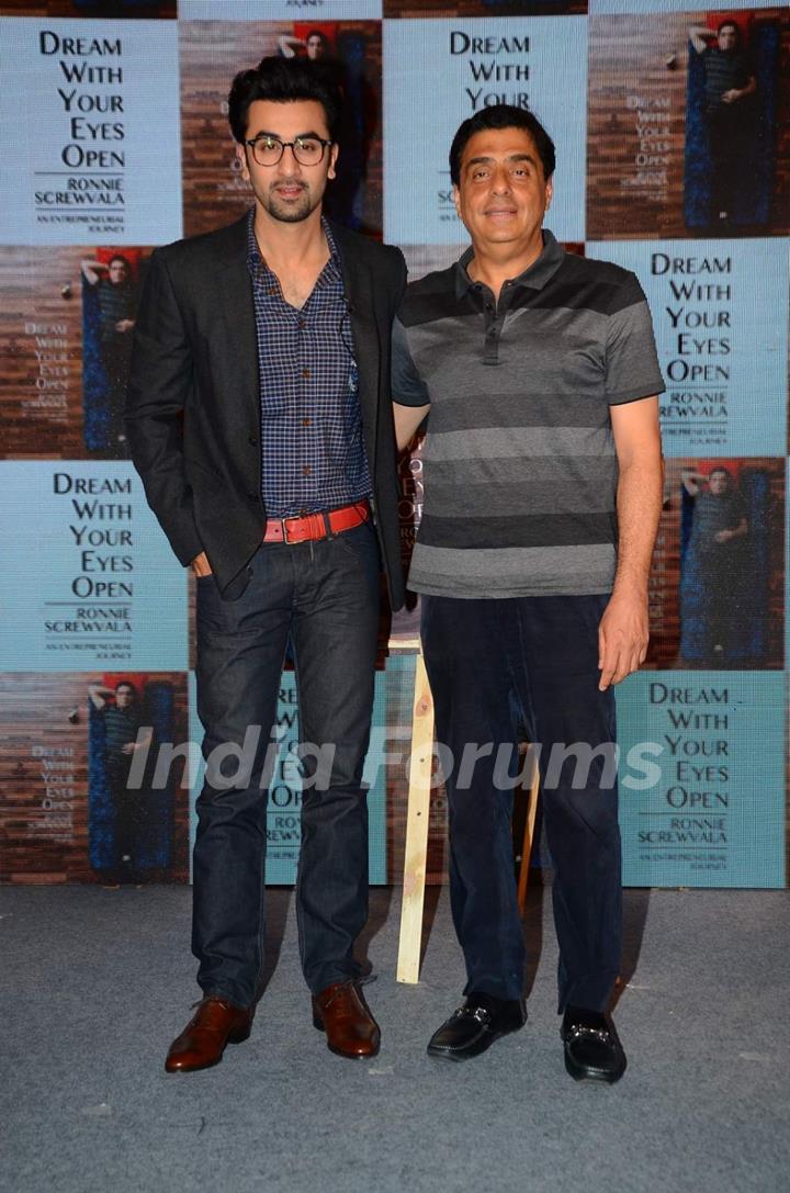 Ranbir Kapoor and Ronnie Screwvala pose for the media at the Book Launch