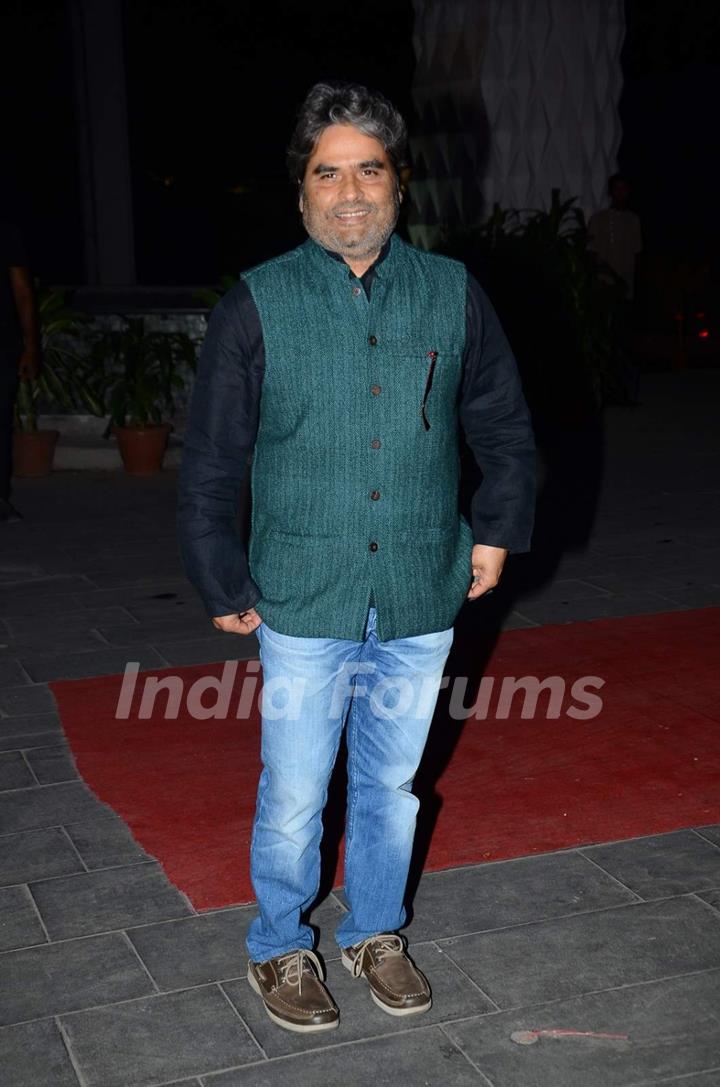 Vishal Bharadwaj poses for the media at Tulsi Kumar's Wedding Reception