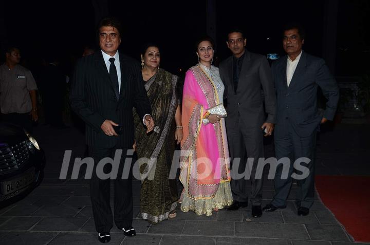 Raj Babbar poses with Family members at Tulsi Kumar's Wedding Reception