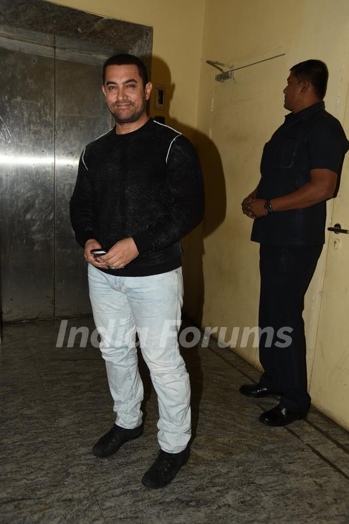 Aamir Khan poses for the media at the Trailer Launch of Margarita, with a Straw