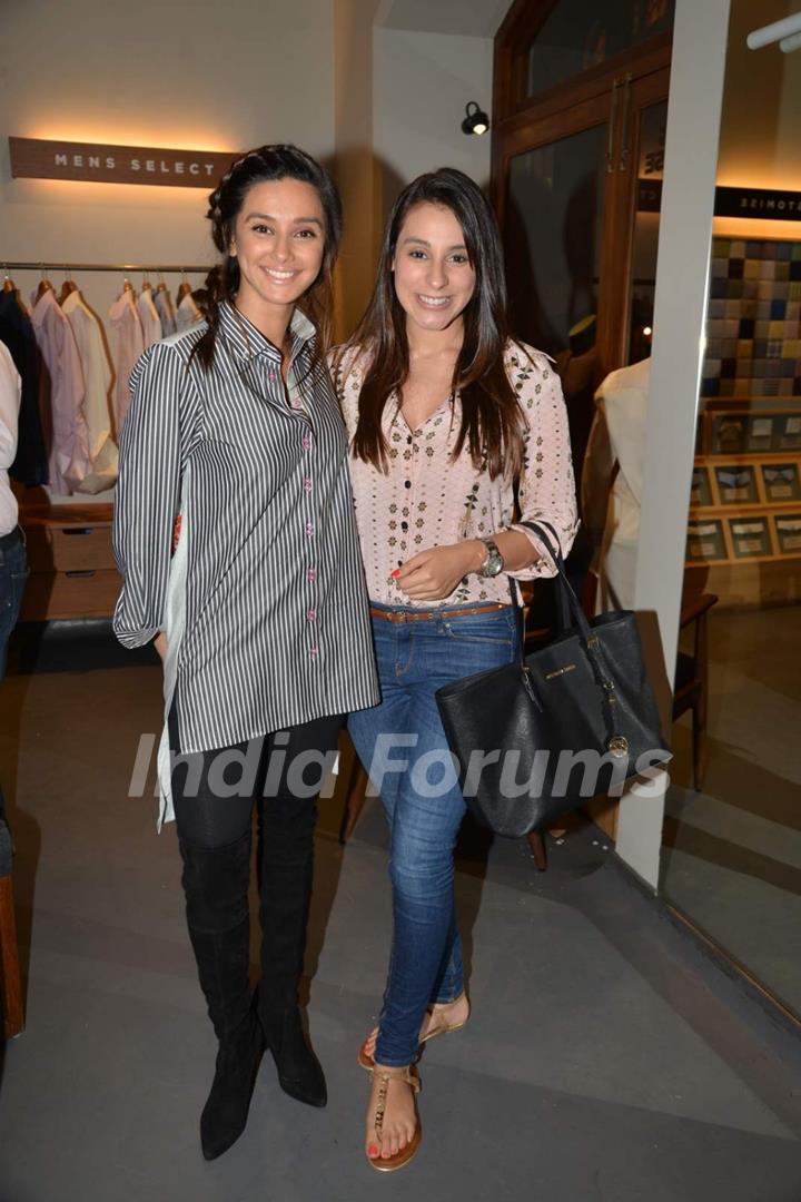 Shibani Dandekar and Anindita Naiyar pose for the media at the Launch of Women's Capsule Collection