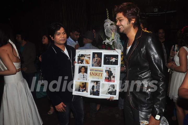 Ankit Tiwari poses with his gift at his Birthday Bash