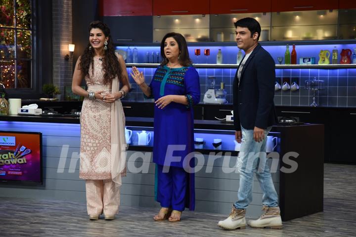 Jacqueline Fernandes, Farah Khan and Kapil Sharma were snapped at Farah Ki Daawat