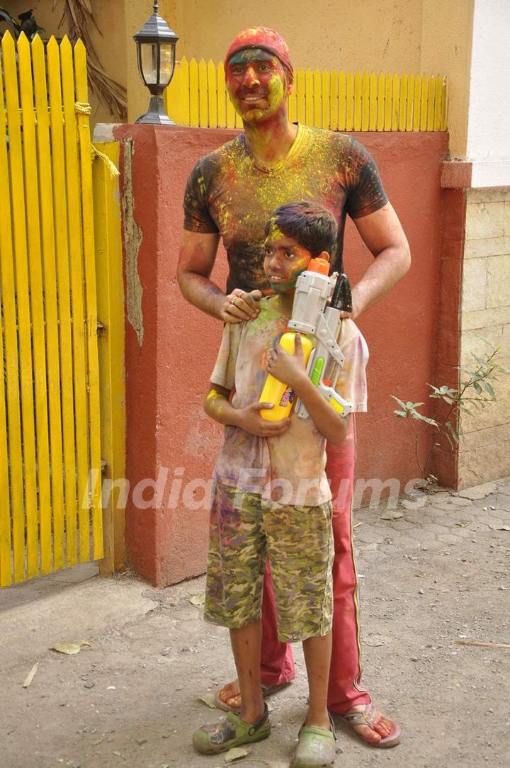 Sandip Soparkar poses for the media at Shabana Azmi's Holi Bash