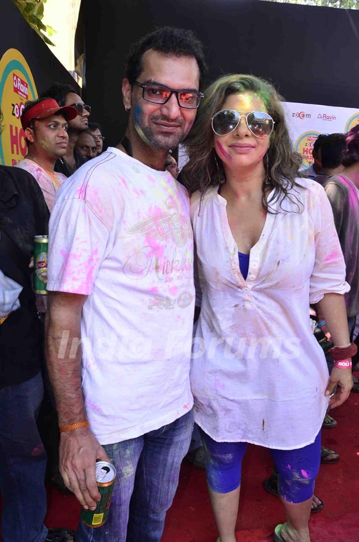 Sambhavna Seth poses for the media at Zoom Holi Bash