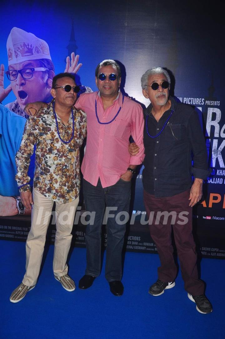 Celebs pose for the media at the Trailer Launch of Dharam Sankat Mein