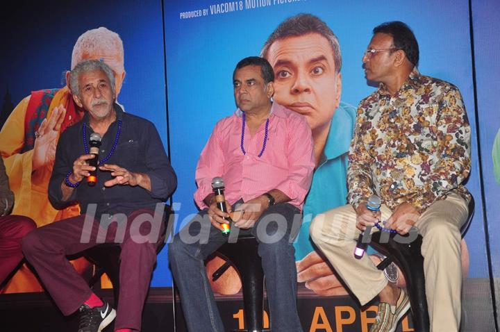 Naseeruddin Shah interacts with the audience at the Trailer Launch of Dharam Sankat Mein