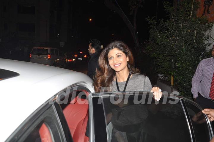 Shilpa Shetty smiles for the camera at Bandra