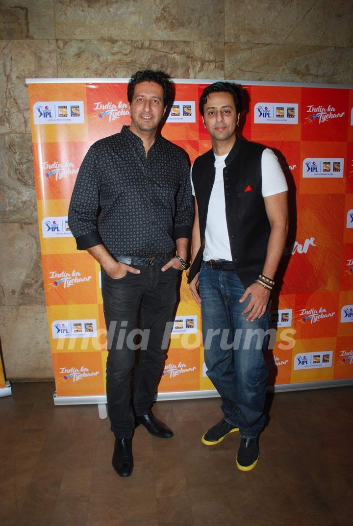 Sulaiman Merchant and Salim Merchant pose for the media at IPL Song Launch