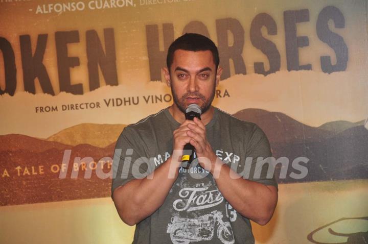 Aamir Khan interacts with the audience at the Trailer Launch of Broken Horses