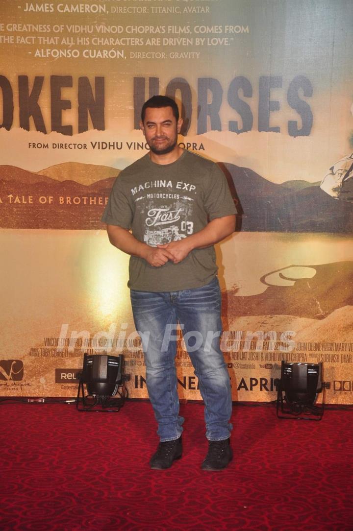 Aamir Khan poses for the media at the Trailer Launch of Broken Horses