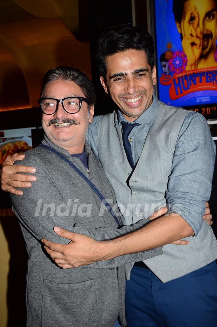 Vinay Pathak and Gulshan Devaiah pose for the media at the Premier of Hunterrr