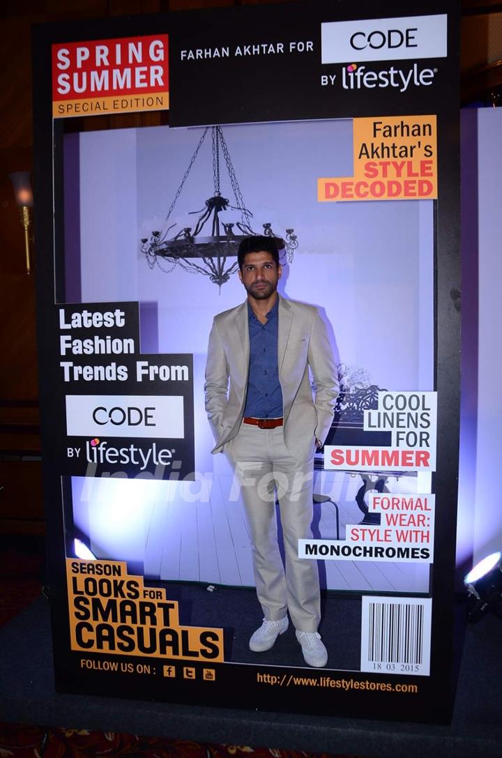 Farhan Akhtar poses for the media at the Launch of Code for Lifestyle