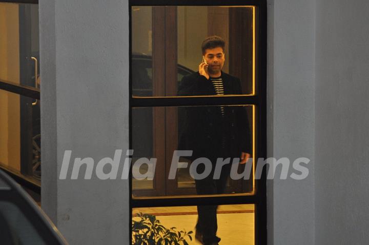 Karan Johar was snapped at Hiroo Johar's Birthday Brunch