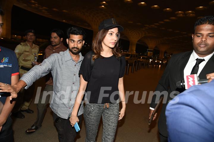 Anushka Sharma was snapped at Airport leaving for an Ad Shoot in Bangkok