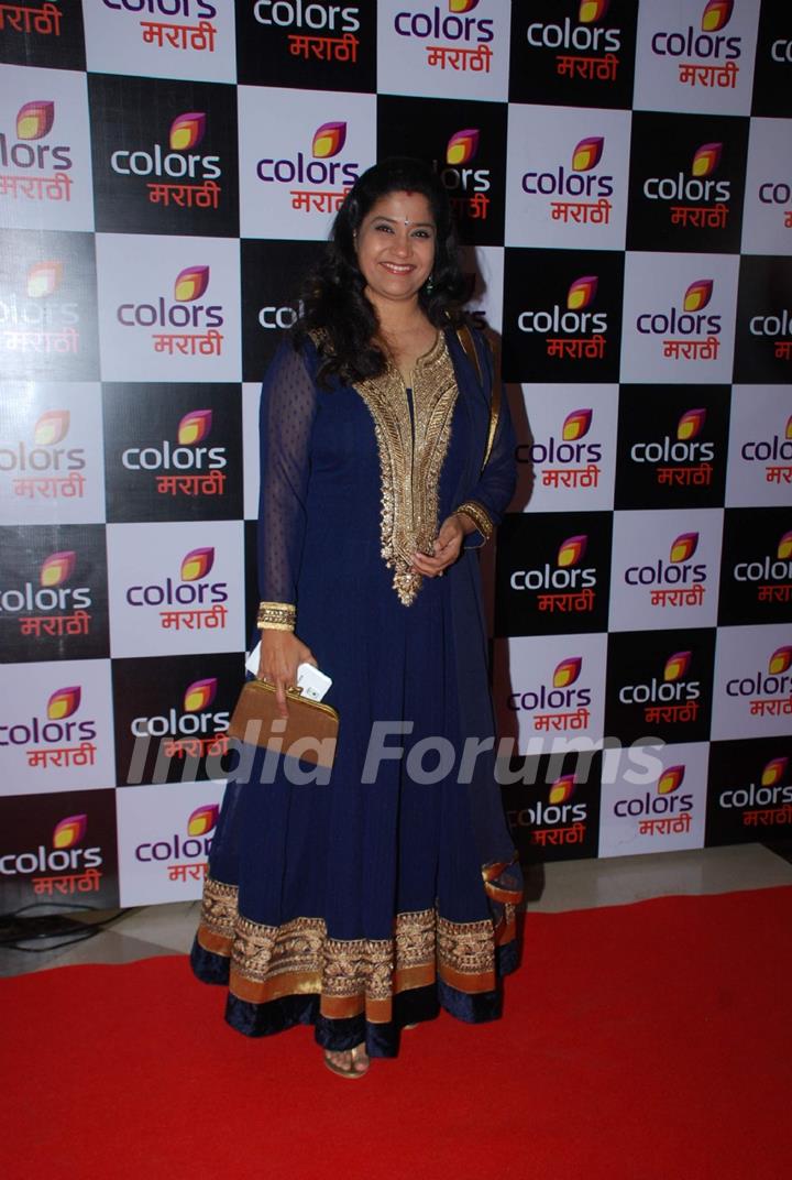 Renuka Shahane poses for the media at the Launch of Colors Marathi