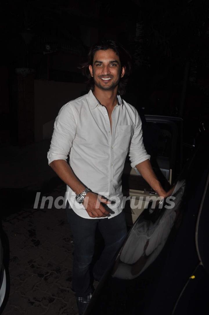 Sushant Singh Rajput poses for the media at Karim Morani's Birthday Bash