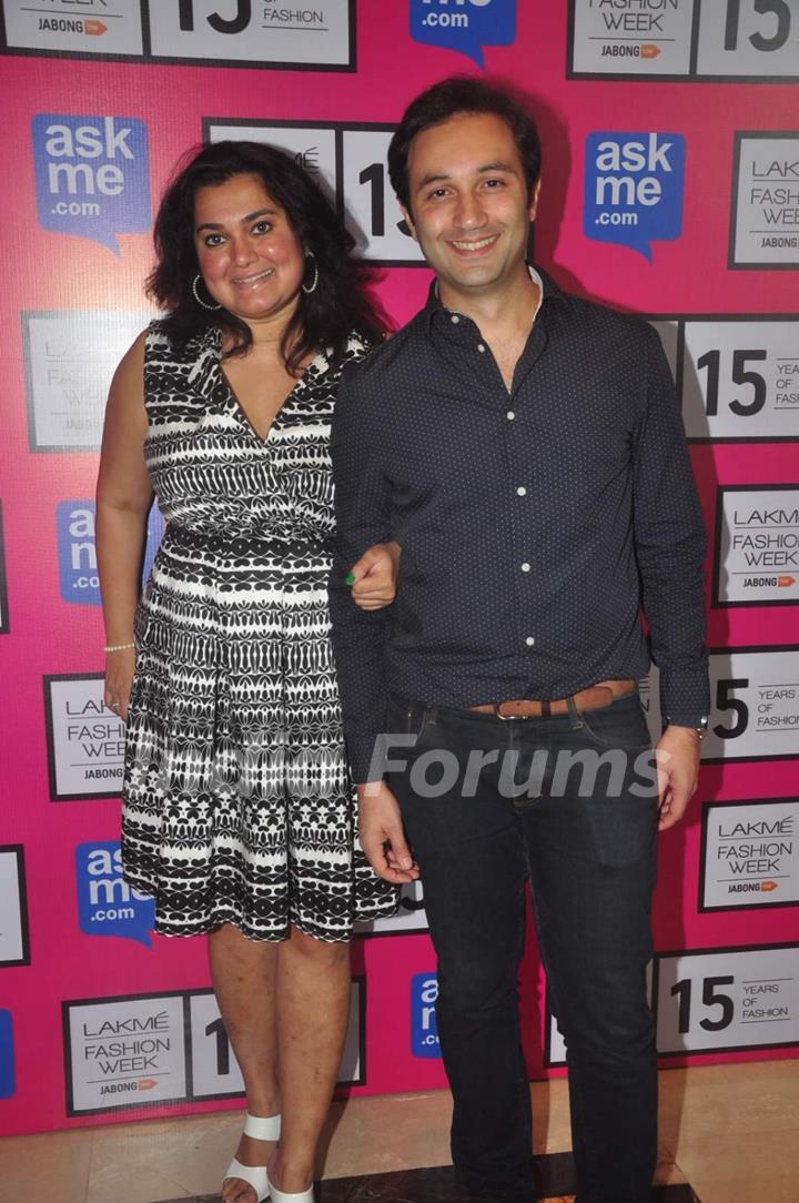 Divya Palat and Aditya Hatkari pose for the media at Lakme Fashion Week 2015 Day 3