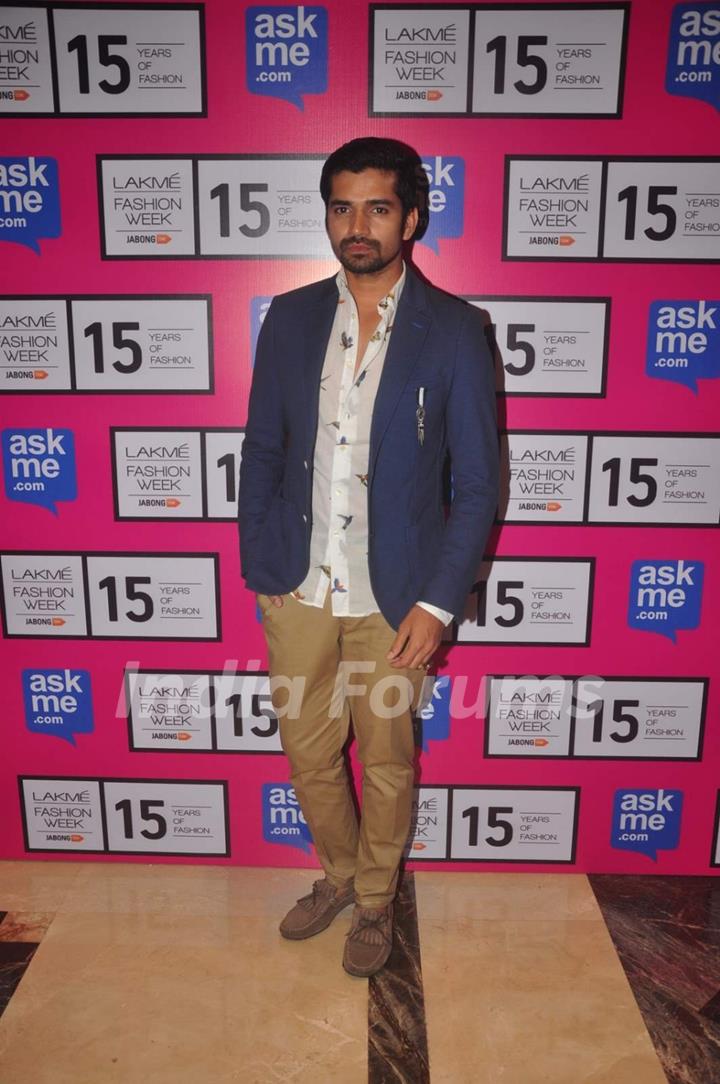 Vishal Singh poses for the media at Lakme Fashion Week 2015 Day 3