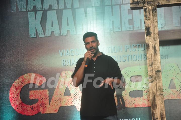 Akshay Kumar interacts with the audience at the Trailer Launch of Gabbar Is Back