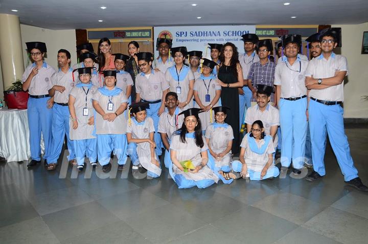 Celebs pose with students at SPJ Sadhana School for a Noble Cause Event