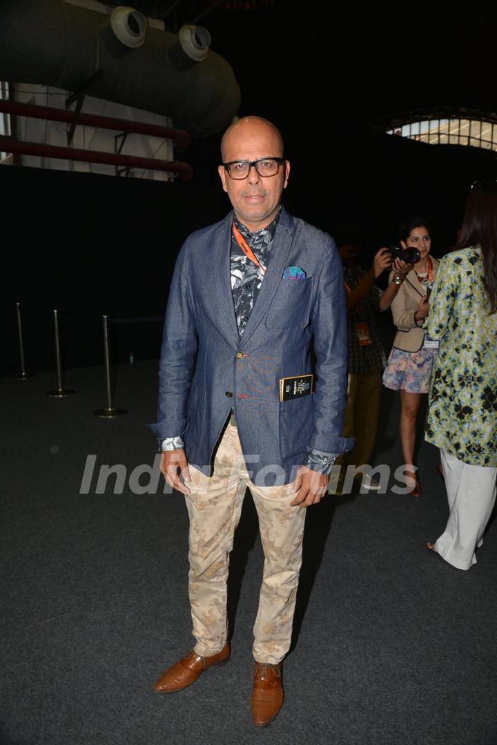 Narendra Kumar poses for the media at Amazon India Fashion Week 2015 Day 4