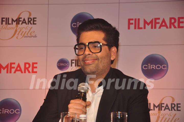 Karan Johar interacts with the audience at the Cover Launch of Ciroc Filmfare Glamour & Style Awards