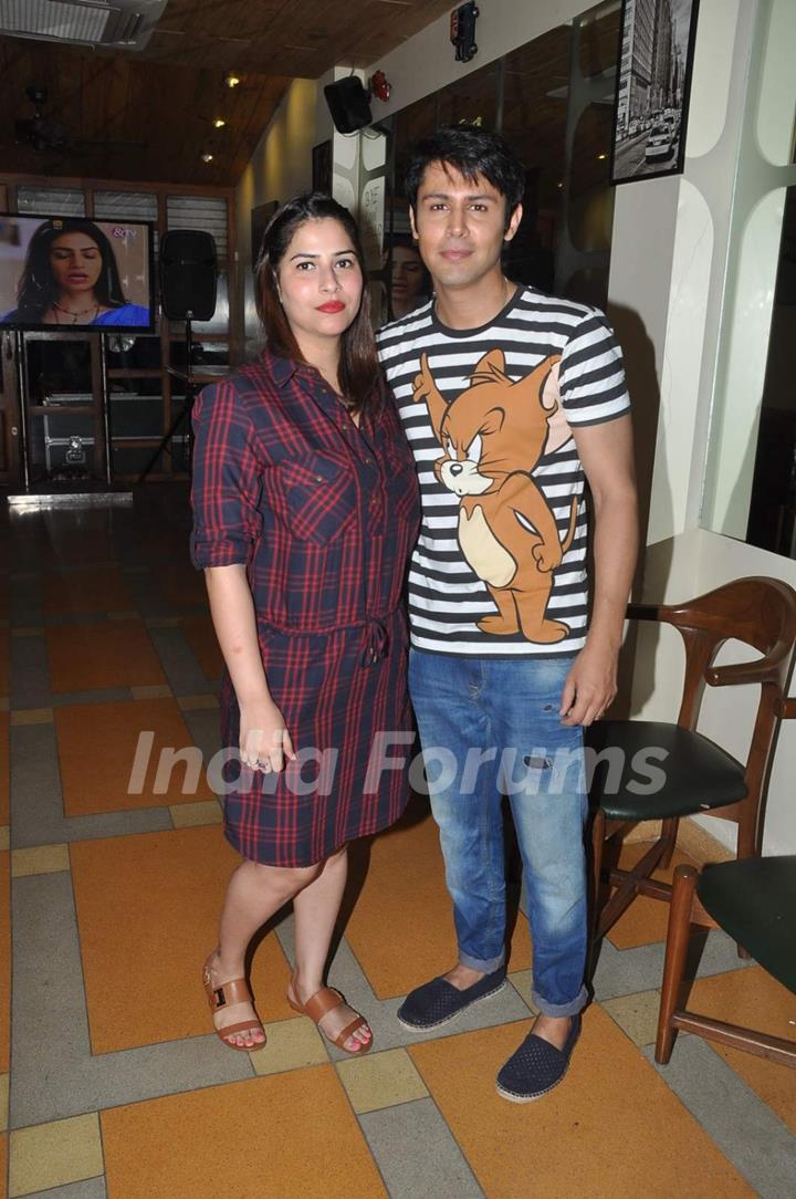 Sudeep Sahir poses with wife at the Launch Party of Dilli Wali Thakur Gurls
