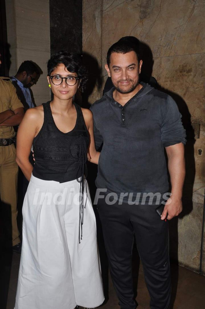 Aamir Khan and Kiran Rao pose for the media at Light Box