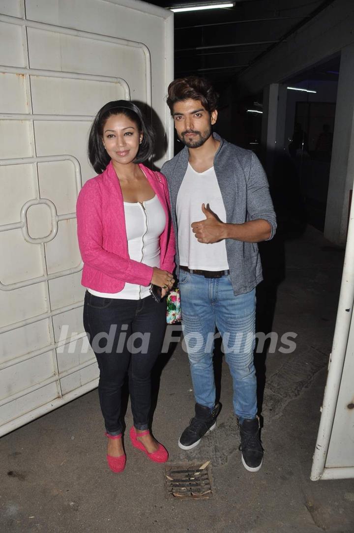 Gurmeet Choudhary and Debina Bonnerjee pose at the Special Screening of Detective Byomkesh Bakshy!