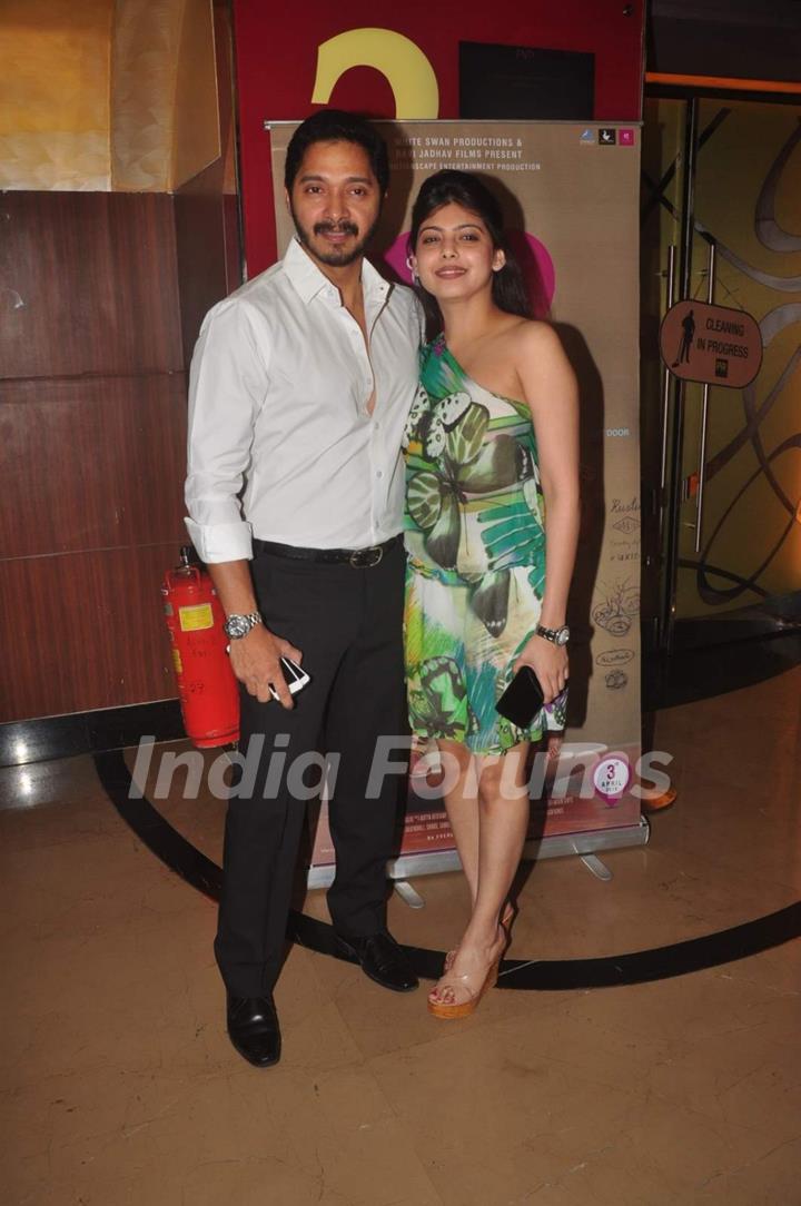 Shreyas Talpade poses with wife Deepti at the Premier of Coffee Aani Barach Kahi