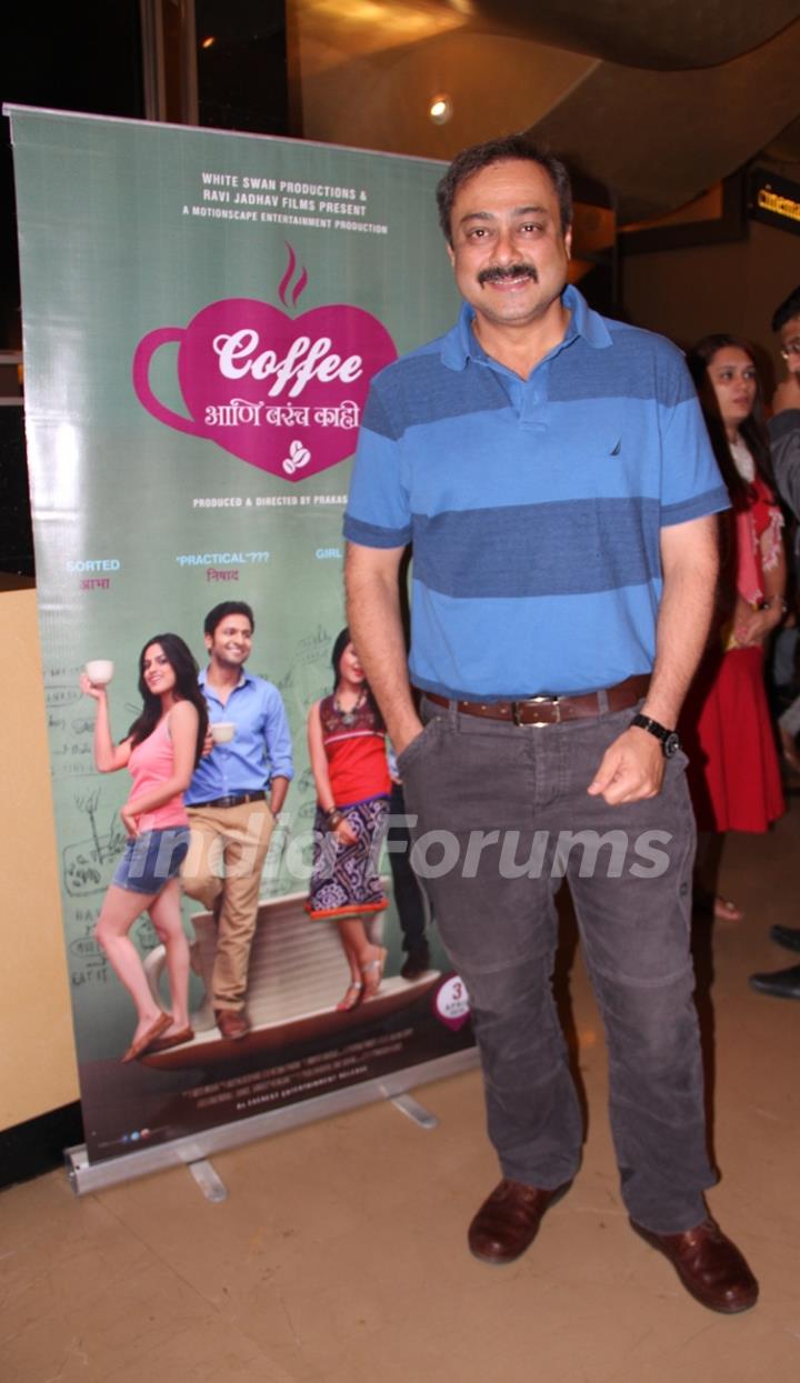 Sachin Khedekar poses for the media at the Premier of Coffee Aani Barach Kahi