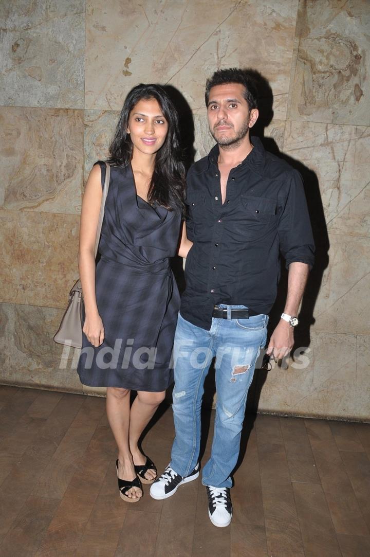Ritesh Sidhwani poses with his wife at the Special Screening of Detective Byomkesh Bakshy!