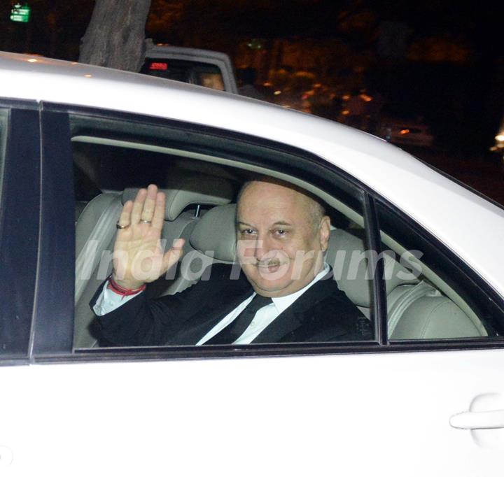 Anupam Kher smiles for the camera at Suresh Raina and Priyanka Chaudhary's Wedding Ceremony