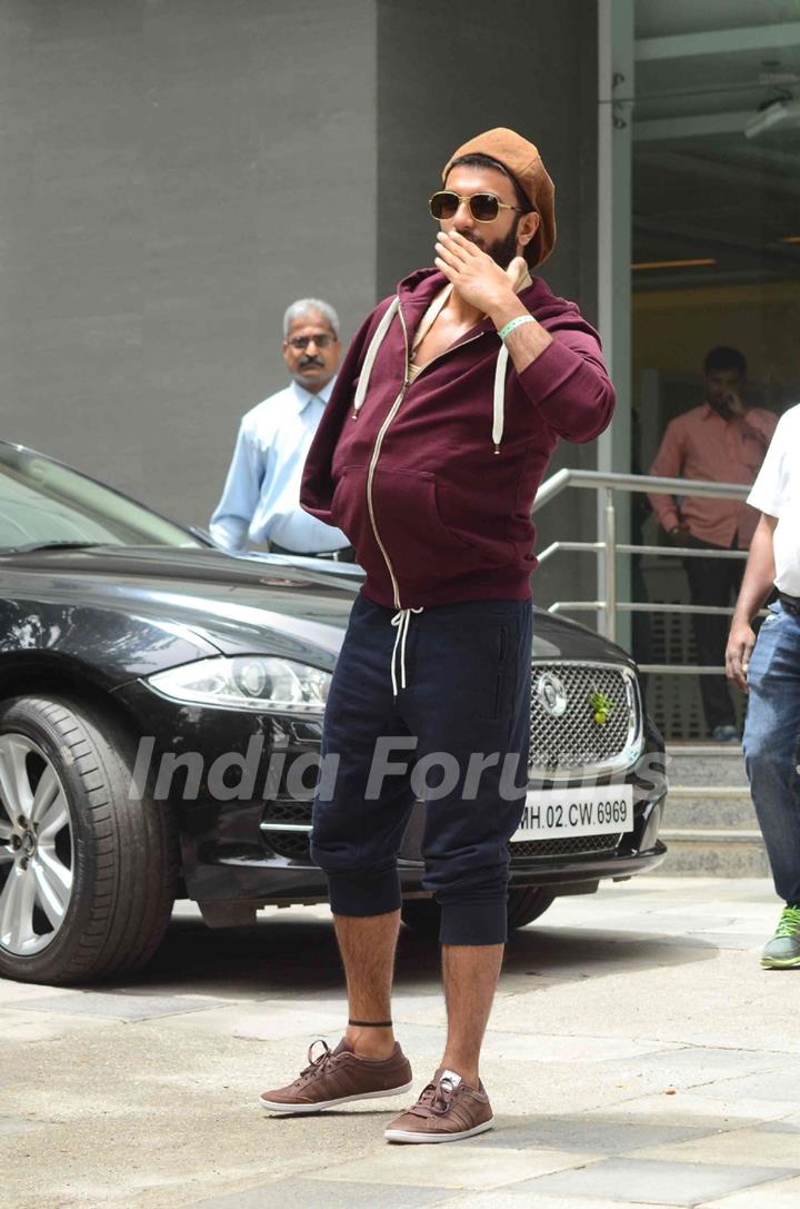 Ranveer Singh giving flying kiss to his fans during his discharge from the hospital