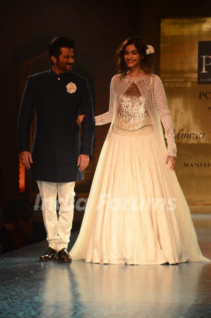 Anil Kapoor and Sonam Kapoor walk the ramp at 'Mijwan-The Legacy'