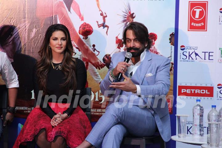 Jas Arora and Sunny leone at the Promotions of Ek Paheli Leela in Delhi