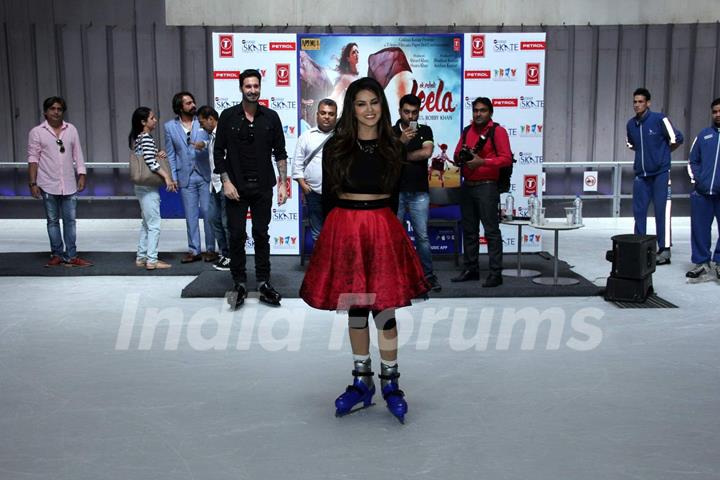 Sunny Leone posing for the camera at Promotions of Ek Paheli Leela in Delhi