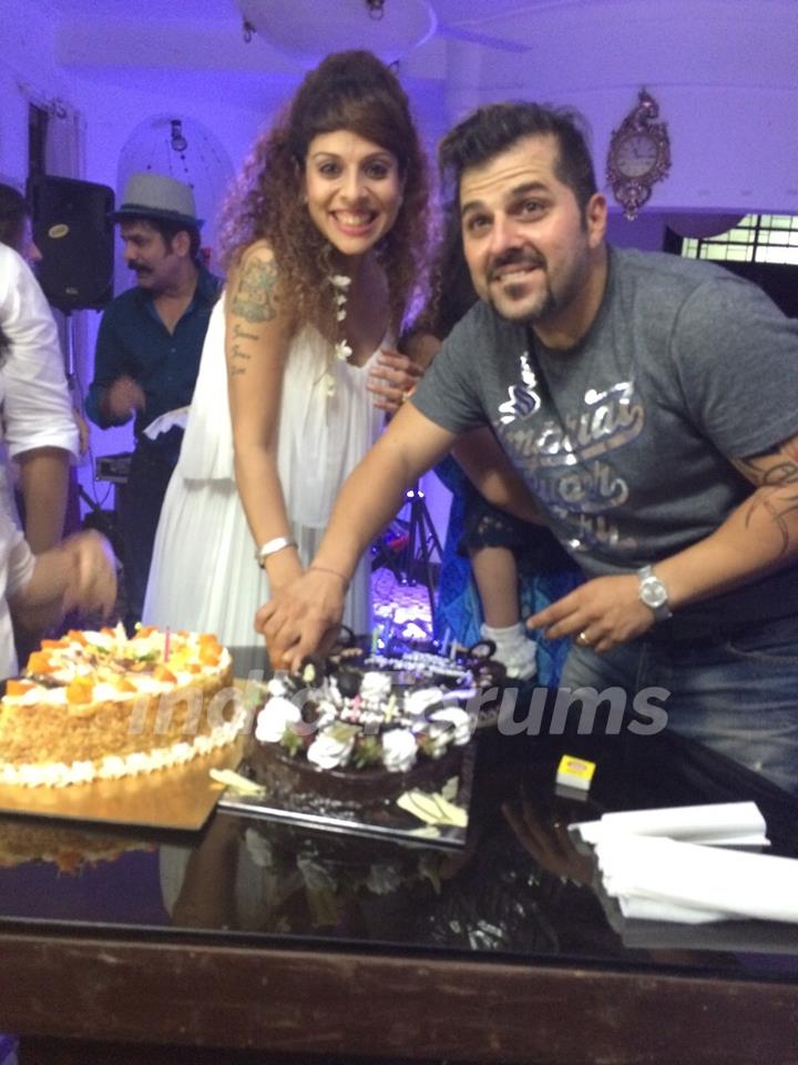 Tanaaz Irani poses with Bakhtiyaar Irani at surprise birthday bash arranged by Bakhtiyaar