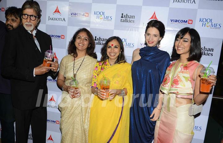 Margarita With A Straw team poses with Big B at the premiere