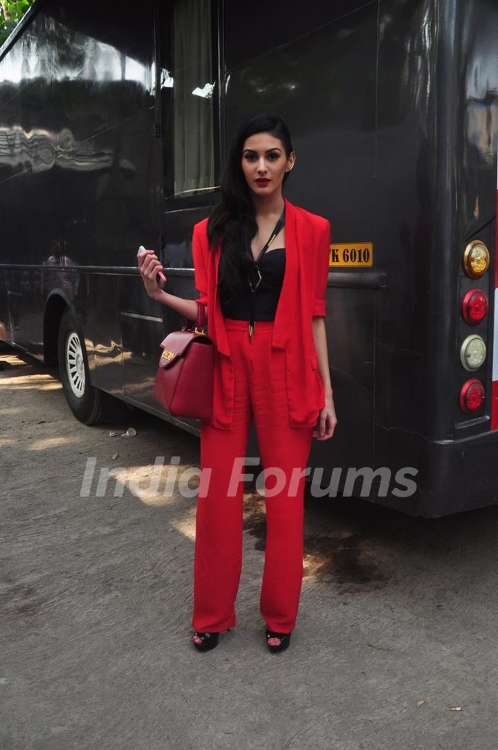 Amyra Dastur wears Red for Promotions of Mr. X