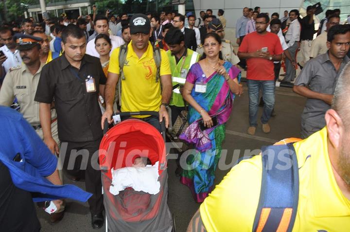 M S Dhoni snapped with his Small Kid