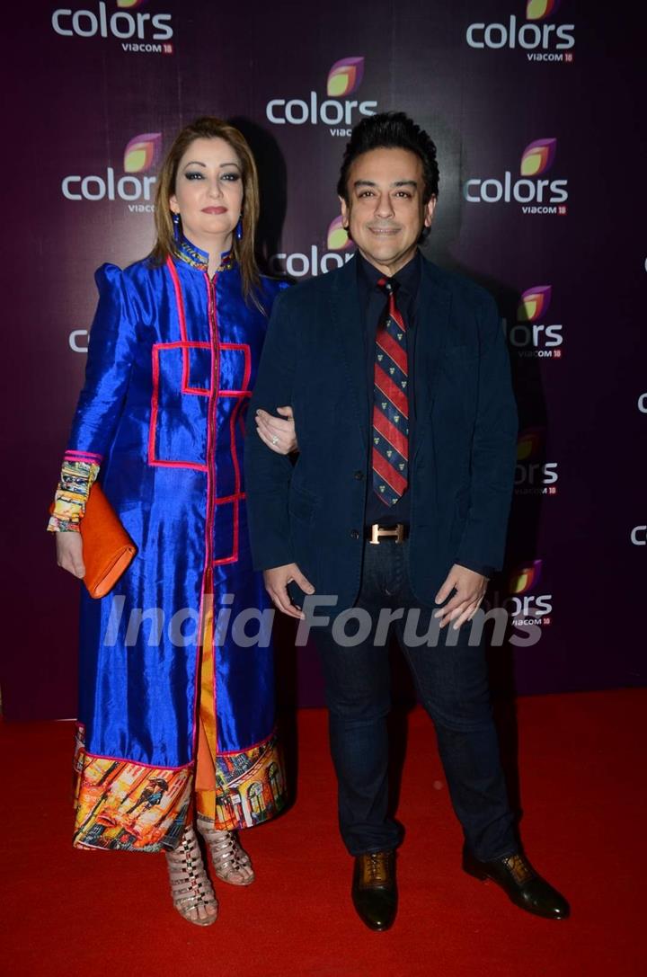 Adnan Sami with his Wife at Color's Party
