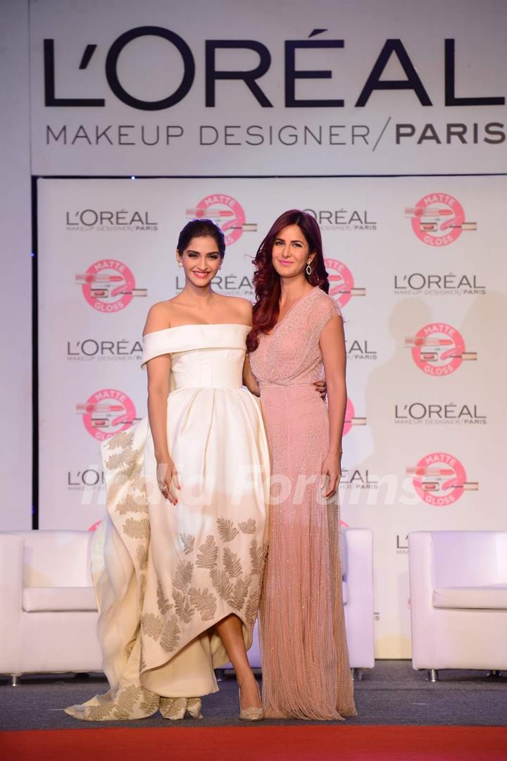 Katrina Kaif and Sonam Kapoor at Launch of new Cannes Collection of L'Oreal Paris