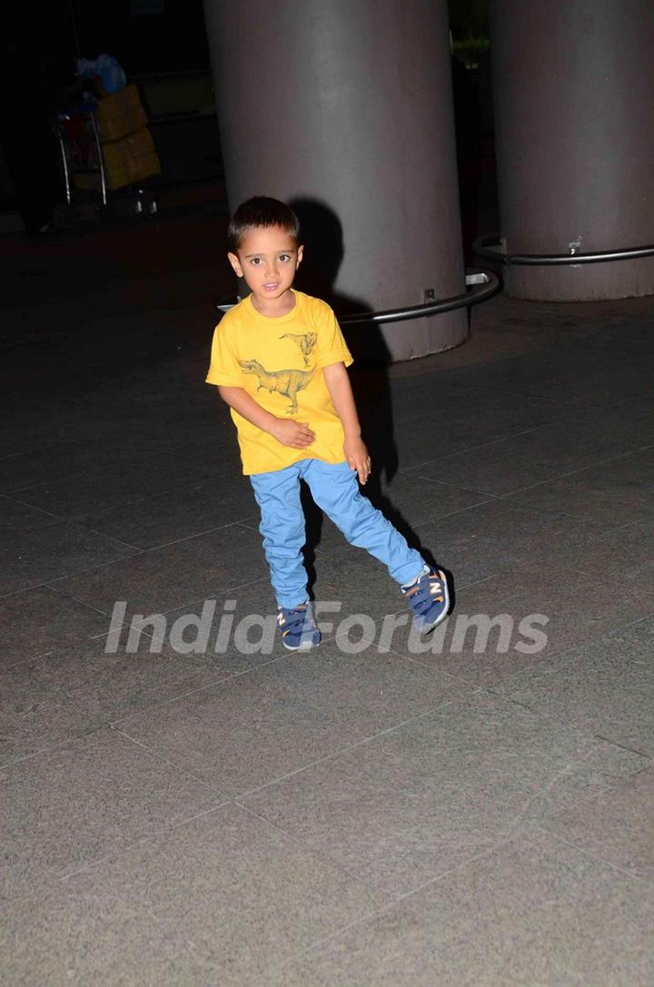 Azad Rao Khan poses for the media while returning from Disneyland Trip