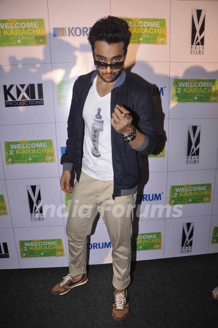 Jackky Bhagnani poses for the media at the Promotions of Welcome To Karachi at Korum Mall
